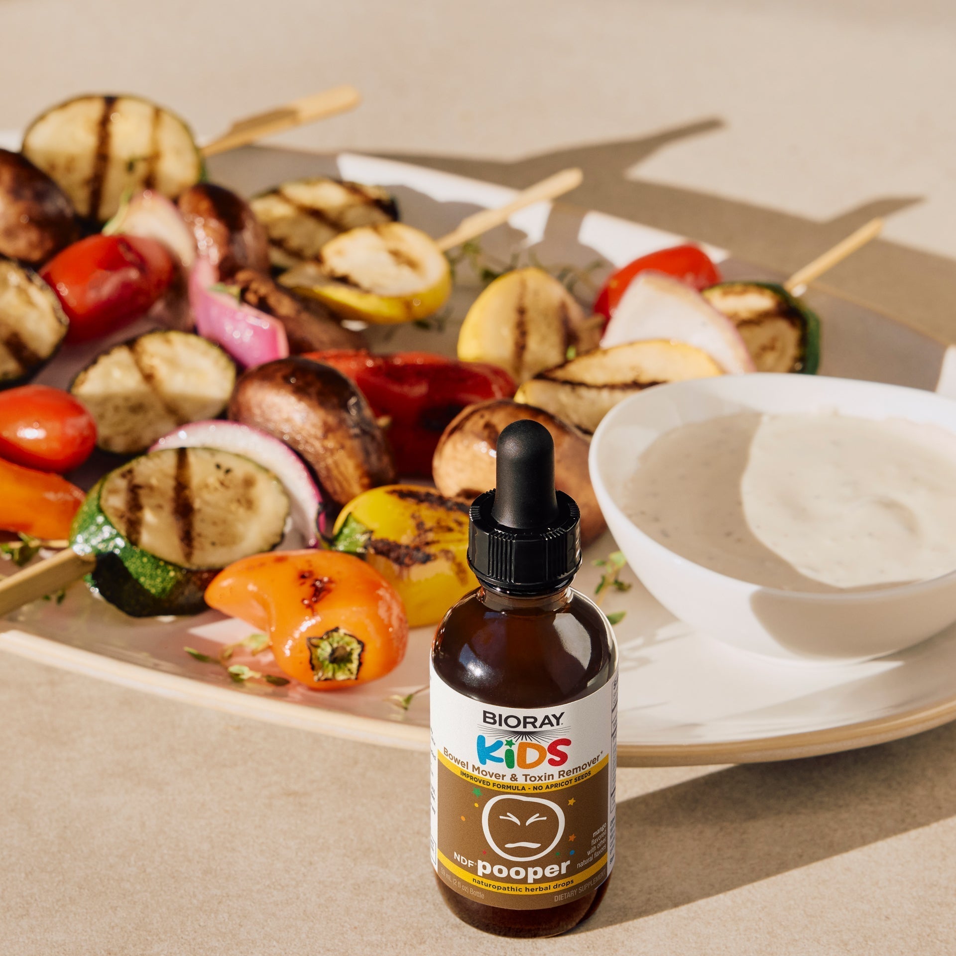 Veggie Skewers with BIORAY® Hidden Ranch Dip