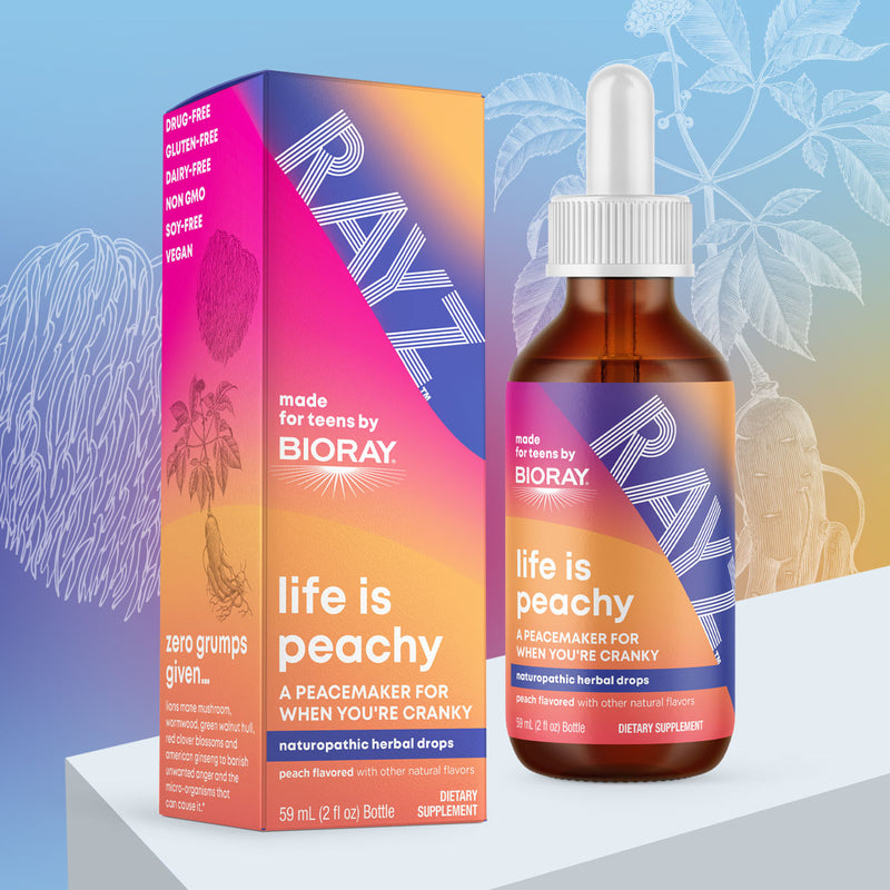 RAYZ® Life Is Peachy 2oz bottle and box